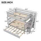 Whisen Wood Bunk Bed with Trundle and Storage Staircase