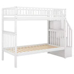 Whisen Wood Bunk Bed with Trundle and Storage Staircase