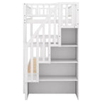Whisen Wood Bunk Bed with Trundle and Storage Staircase