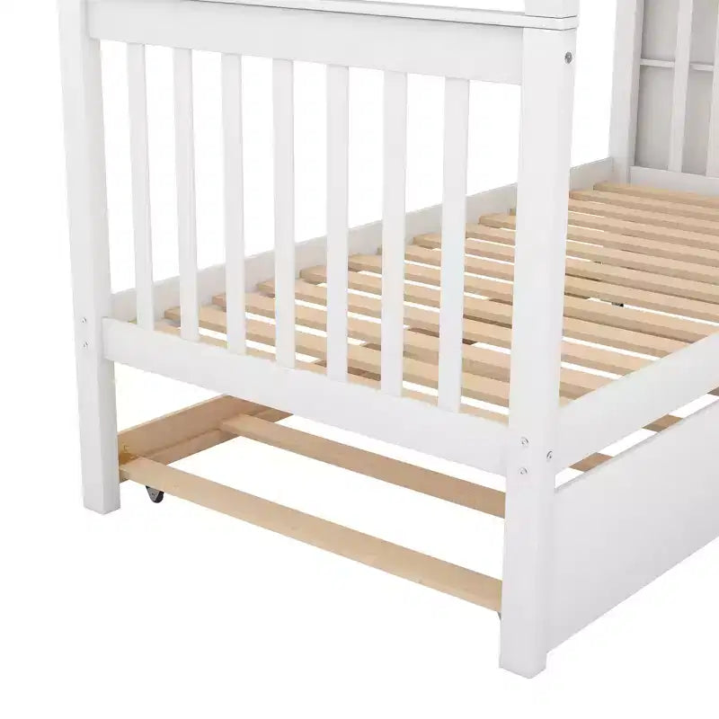 Whisen Wood Bunk Bed with Trundle and Storage Staircase