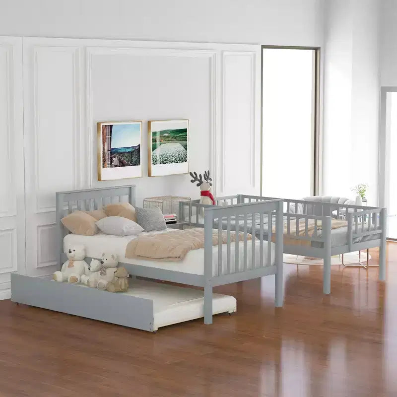 Whisen Wood Bunk Bed with Trundle and Storage Staircase