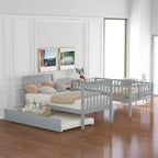 Whisen Wood Bunk Bed with Trundle and Storage Staircase