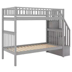 Whisen Wood Bunk Bed with Trundle and Storage Staircase