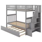 Whisen Wood Bunk Bed with Trundle and Storage Staircase