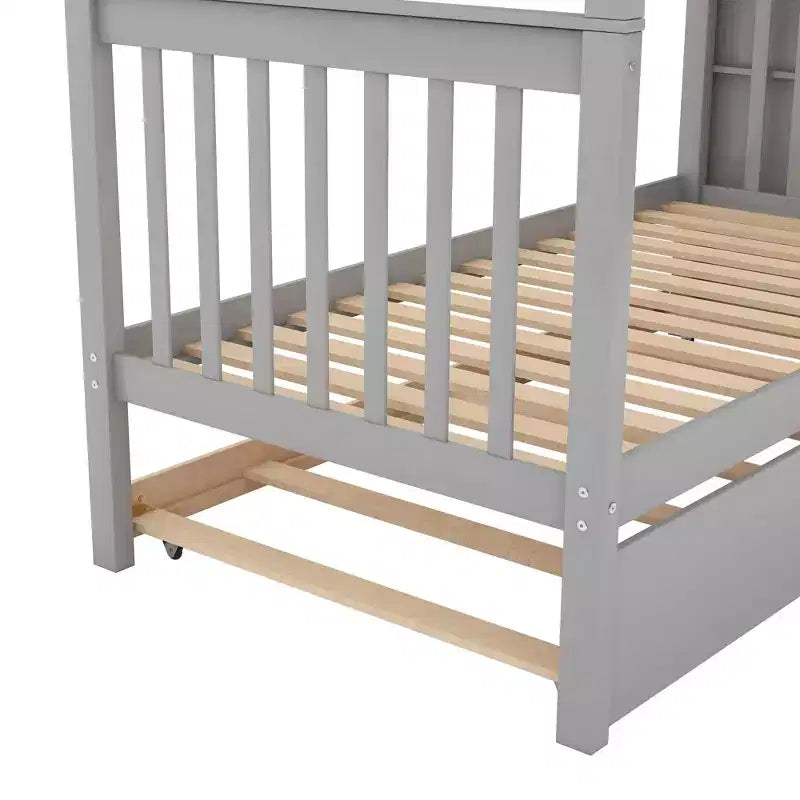 Whisen Wood Bunk Bed with Trundle and Storage Staircase