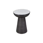 Jofran,Circularity Modern Luxury Marble and Iron 15 Round Pedestal Chairside End Table