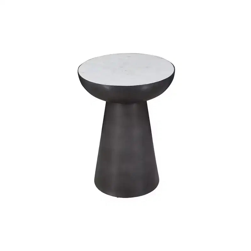 Jofran,Circularity Modern Luxury Marble and Iron 15 Round Pedestal Chairside End Table