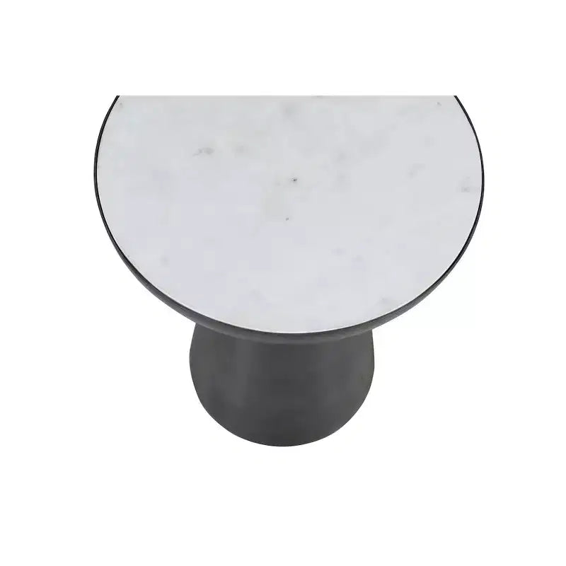Jofran,Circularity Modern Luxury Marble and Iron 15 Round Pedestal Chairside End Table