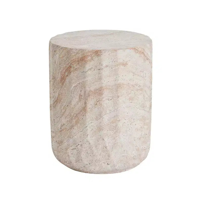 Christopher Knight Home Gillian Outdoor Cylinder Shape Travertine Lightweight Concrete Side Table