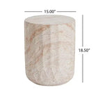 Christopher Knight Home Gillian Outdoor Cylinder Shape Travertine Lightweight Concrete Side Table