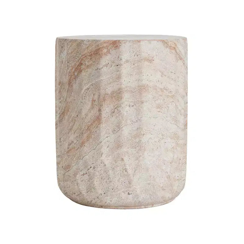 Christopher Knight Home Gillian Outdoor Cylinder Shape Travertine Lightweight Concrete Side Table