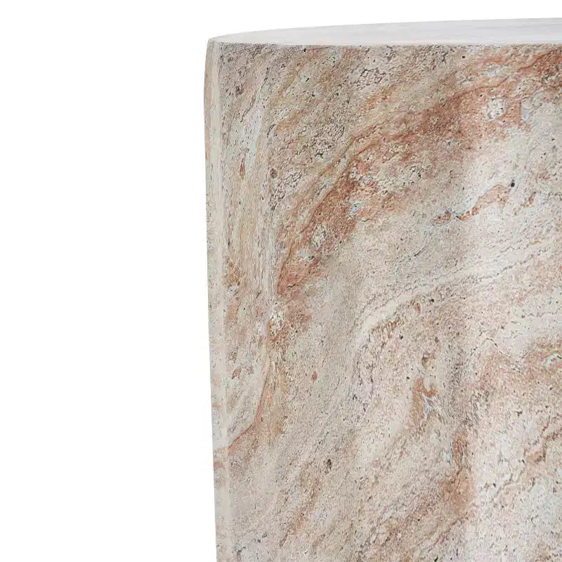 Christopher Knight Home Gillian Outdoor Cylinder Shape Travertine Lightweight Concrete Side Table