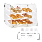 VEVOR Pastry Display Case, 3-Tier Commercial Countertop Bakery Display Case, Acrylic Display Box with Rear Door Access ,20.7x14.2x16.3