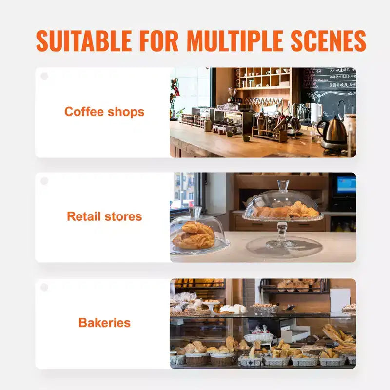 VEVOR Pastry Display Case, 3-Tier Commercial Countertop Bakery Display Case, Acrylic Display Box with Rear Door Access ,20.7x14.2x16.3