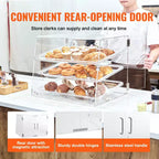 VEVOR Pastry Display Case, 3-Tier Commercial Countertop Bakery Display Case, Acrylic Display Box with Rear Door Access ,20.7x14.2x16.3