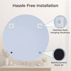 Round Frameless Bathroom Mirror for Over Sink with Beveled Edge - Circle Wall Mirror for Bathroom & Vanity, Elegant & Simple Look