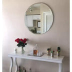 Round Frameless Bathroom Mirror for Over Sink with Beveled Edge - Circle Wall Mirror for Bathroom & Vanity, Elegant & Simple Look