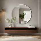 Round Frameless Bathroom Mirror for Over Sink with Beveled Edge - Circle Wall Mirror for Bathroom & Vanity, Elegant & Simple Look
