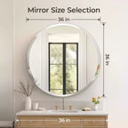 Round Frameless Bathroom Mirror for Over Sink with Beveled Edge - Circle Wall Mirror for Bathroom & Vanity, Elegant & Simple Look