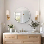 Round Frameless Bathroom Mirror for Over Sink with Beveled Edge - Circle Wall Mirror for Bathroom & Vanity, Elegant & Simple Look