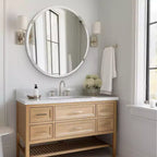 Round Frameless Bathroom Mirror for Over Sink with Beveled Edge - Circle Wall Mirror for Bathroom & Vanity, Elegant & Simple Look