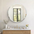 Round Frameless Bathroom Mirror for Over Sink with Beveled Edge - Circle Wall Mirror for Bathroom & Vanity, Elegant & Simple Look