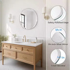 Round Frameless Bathroom Mirror for Over Sink with Beveled Edge - Circle Wall Mirror for Bathroom & Vanity, Elegant & Simple Look