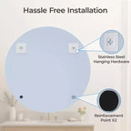 Round Frameless Bathroom Mirror for Over Sink with Beveled Edge - Circle Wall Mirror for Bathroom & Vanity, Elegant & Simple Look