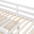 Twin/Full Size Loft Bed with Retractable Writing Desk and 4 Drawers, Wooden Low Loft Bed Frame with Shelves - ModernLuxe
