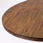 HomeStock Irving Round Dining Table Rustic Farmhouse Table Sandblasted Walnut Finish