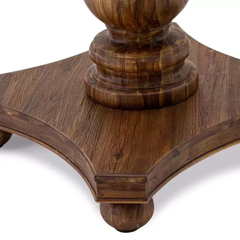 HomeStock Irving Round Dining Table Rustic Farmhouse Table Sandblasted Walnut Finish