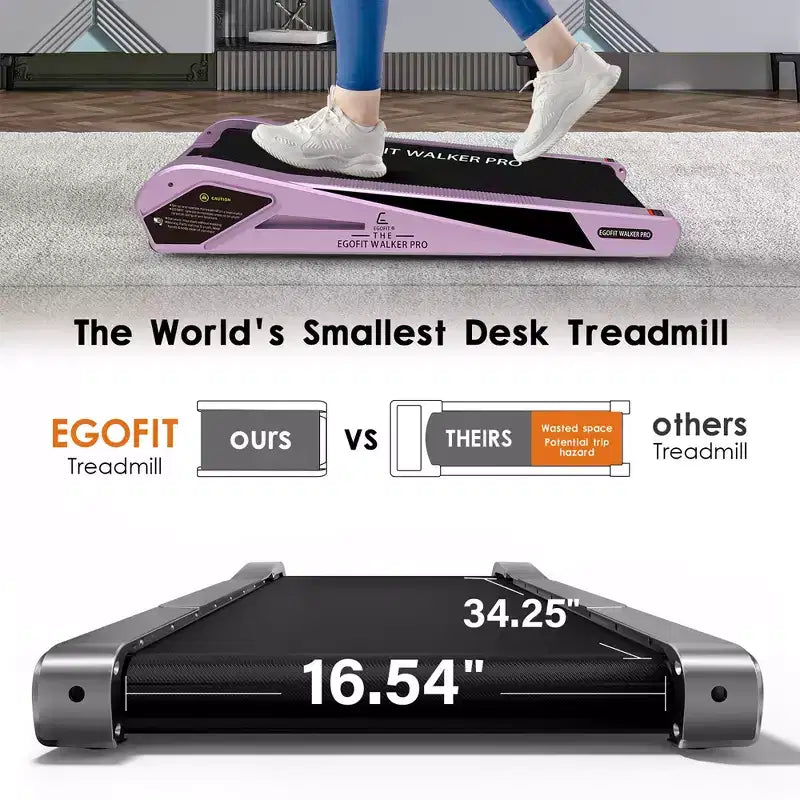 EGOFIT Walker Pro M1 -Sakura Pink,Under Desk Walking Pad,5% Incline, LCD Display