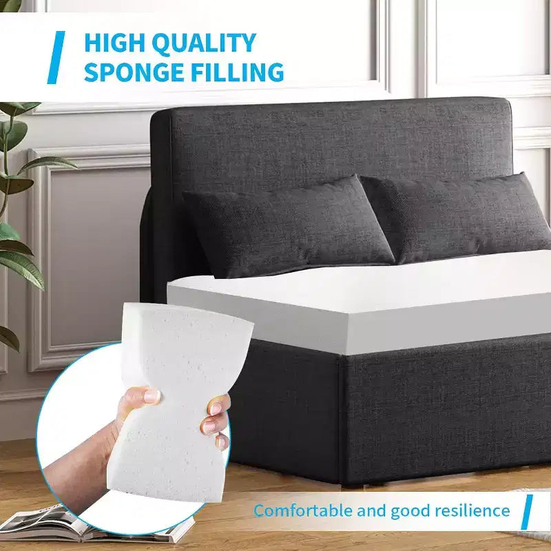 Mjkone Twin Size Sofa Bed, 2 in 1 Convertible Linen Loveseat Sleeper Sofa Couch with Cushions