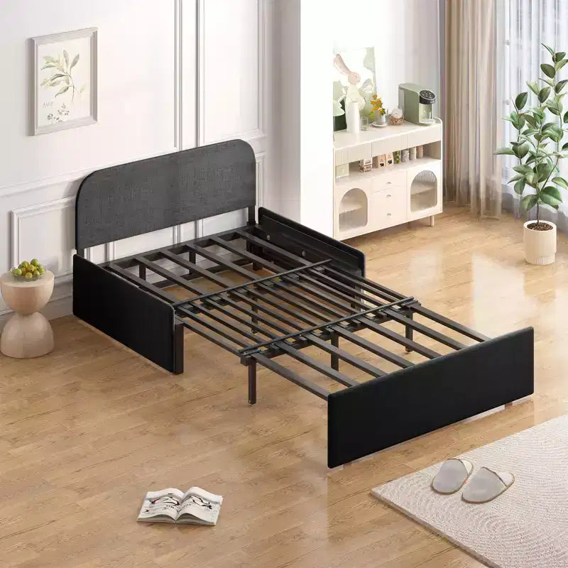 Mjkone Twin Size Sofa Bed, 2 in 1 Convertible Linen Loveseat Sleeper Sofa Couch with Cushions