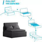 Mjkone Twin Size Sofa Bed, 2 in 1 Convertible Linen Loveseat Sleeper Sofa Couch with Cushions