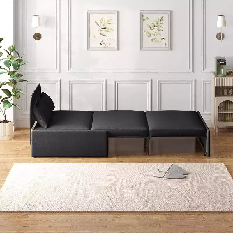 Mjkone Twin Size Sofa Bed, 2 in 1 Convertible Linen Loveseat Sleeper Sofa Couch with Cushions
