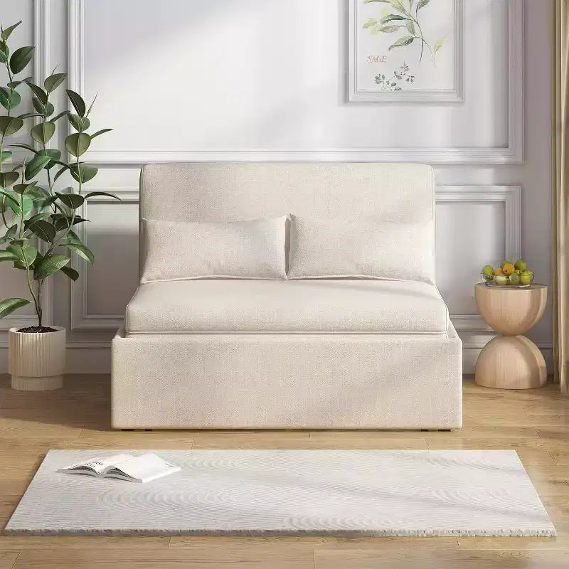 Mjkone Twin Size Sofa Bed, 2 in 1 Convertible Linen Loveseat Sleeper Sofa Couch with Cushions