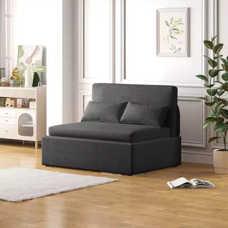 Mjkone Twin Size Sofa Bed, 2 in 1 Convertible Linen Loveseat Sleeper Sofa Couch with Cushions