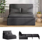 Mjkone Twin Size Sofa Bed, 2 in 1 Convertible Linen Loveseat Sleeper Sofa Couch with Cushions