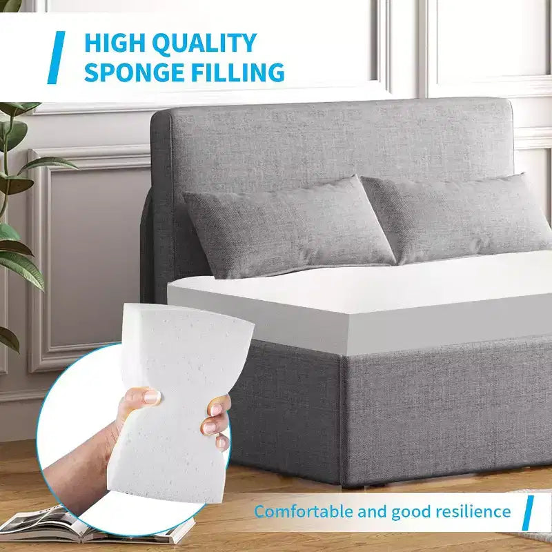 Mjkone Twin Size Sofa Bed, 2 in 1 Convertible Linen Loveseat Sleeper Sofa Couch with Cushions