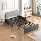 Mjkone Twin Size Sofa Bed, 2 in 1 Convertible Linen Loveseat Sleeper Sofa Couch with Cushions