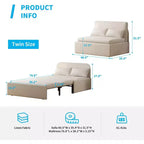 Mjkone Twin Size Sofa Bed, 2 in 1 Convertible Linen Loveseat Sleeper Sofa Couch with Cushions