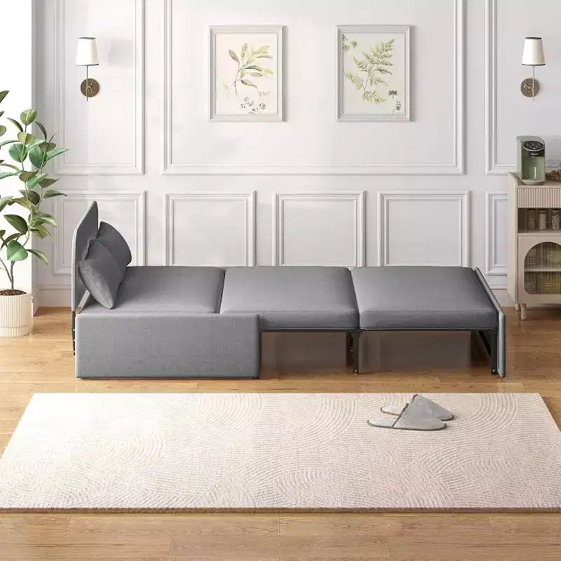 Mjkone Twin Size Sofa Bed, 2 in 1 Convertible Linen Loveseat Sleeper Sofa Couch with Cushions
