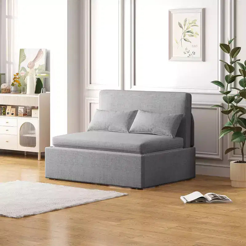 Mjkone Twin Size Sofa Bed, 2 in 1 Convertible Linen Loveseat Sleeper Sofa Couch with Cushions
