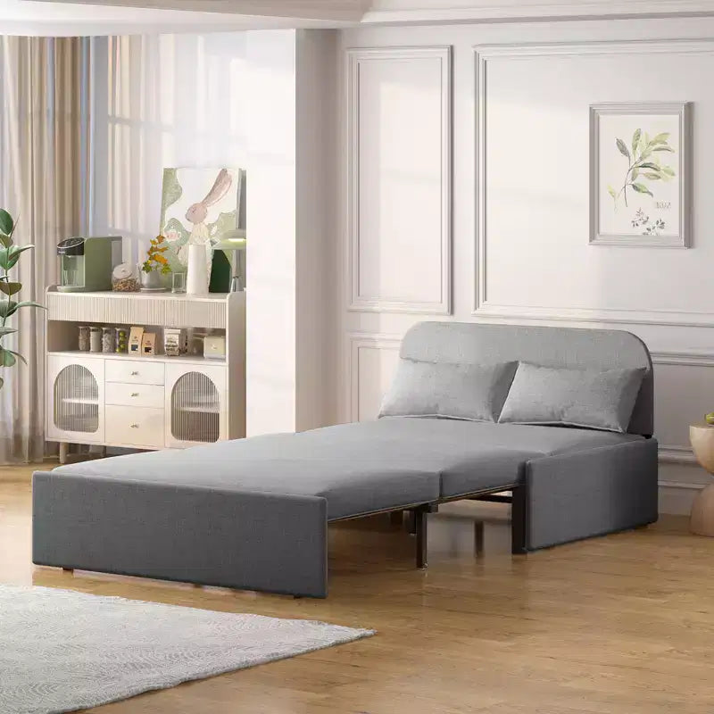 Mjkone Twin Size Sofa Bed, 2 in 1 Convertible Linen Loveseat Sleeper Sofa Couch with Cushions