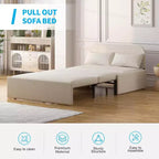 Mjkone Twin Size Sofa Bed, 2 in 1 Convertible Linen Loveseat Sleeper Sofa Couch with Cushions