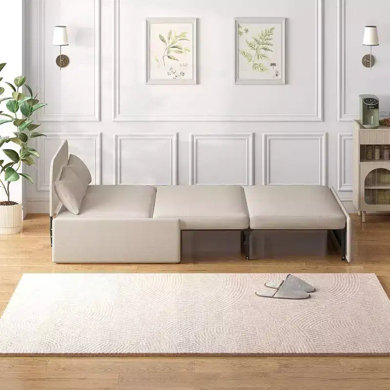 Mjkone Twin Size Sofa Bed, 2 in 1 Convertible Linen Loveseat Sleeper Sofa Couch with Cushions
