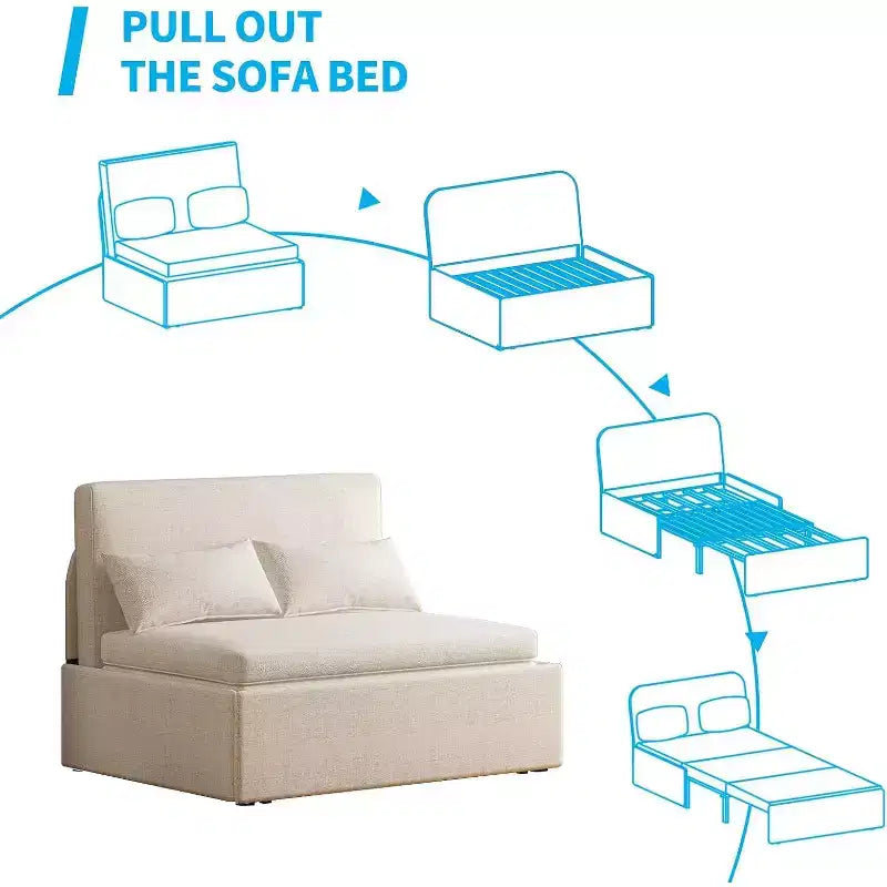 Mjkone Twin Size Sofa Bed, 2 in 1 Convertible Linen Loveseat Sleeper Sofa Couch with Cushions