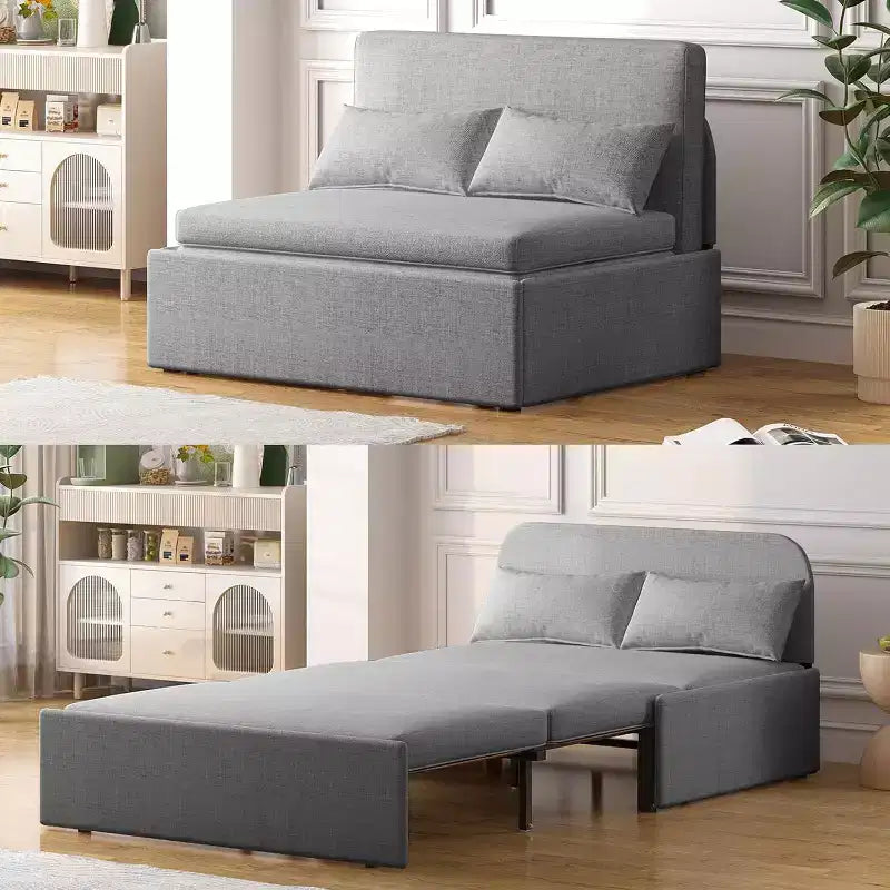 Mjkone Twin Size Sofa Bed, 2 in 1 Convertible Linen Loveseat Sleeper Sofa Couch with Cushions