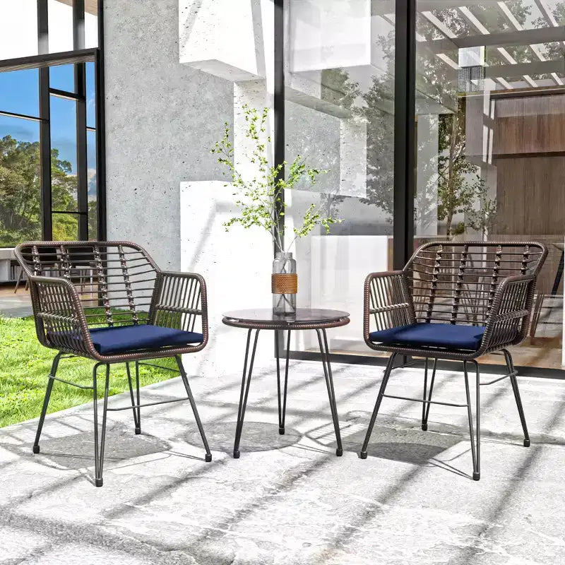UPTIOT 3 Piece Wicker/rattan Seating Group With Cushions